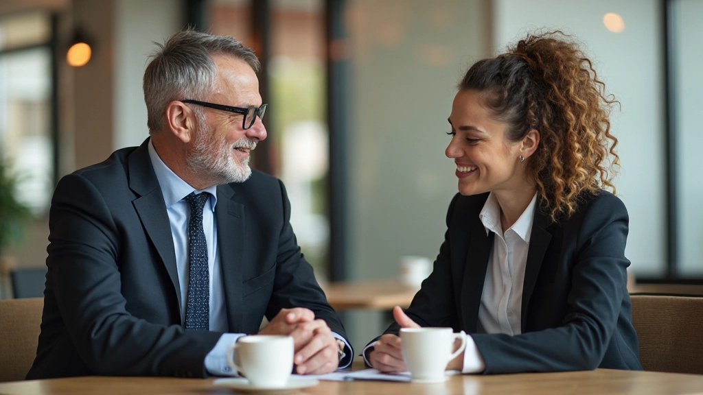 Professional mentor coaching emerging leader during one-on-one development session