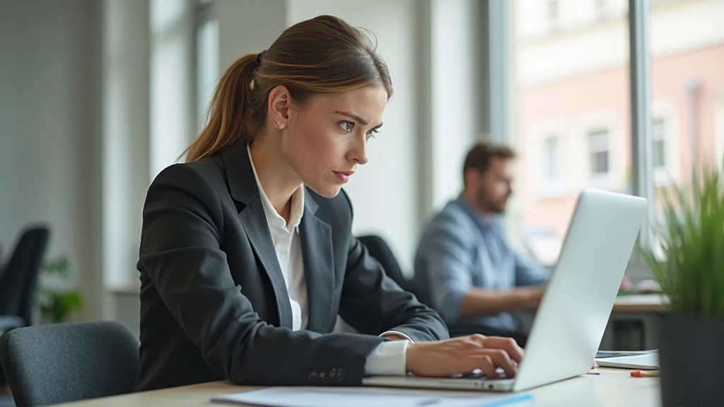 Professional sending thank you email with professional communication visible on screen